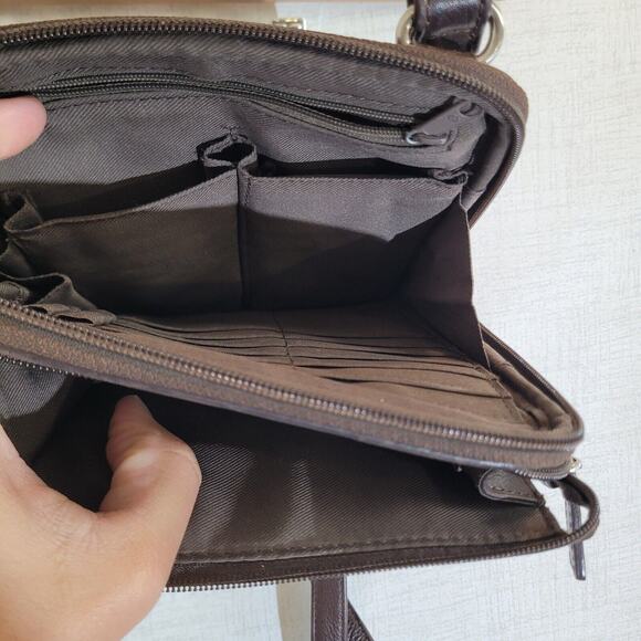 Vintage Fossil Leather Cargo Crossbody Bag Purse Organizer Mini Small 6.5x8 EUC - Picture 3 of 9